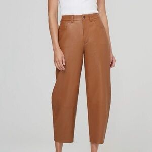 Citizens Of Humanity Calista Curve Leather Pants Size 26 Camel Barrel Leg